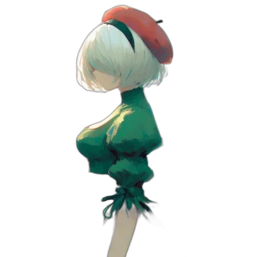hat, dress, creature, staff transparent PNG cut-out