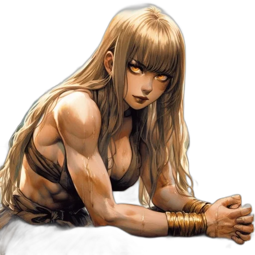 weapon, hair, comic book art, concept art transparent PNG cut-out