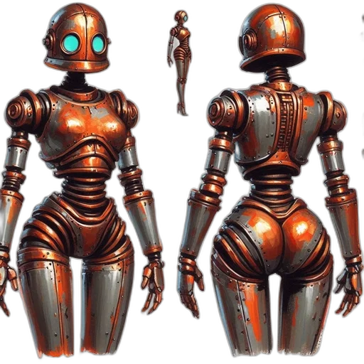 robot, concept art, 3d render, cyberpunk transparent PNG cut-out