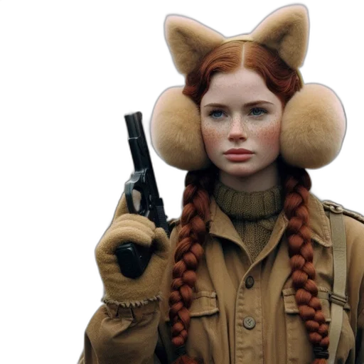 jacket, hat, animal, weapon transparent PNG cut-out