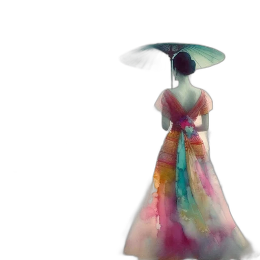 dress, umbrella, hat, concept art transparent PNG cut-out