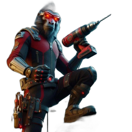 weapon, robot, mask, jacket transparent PNG cut-out