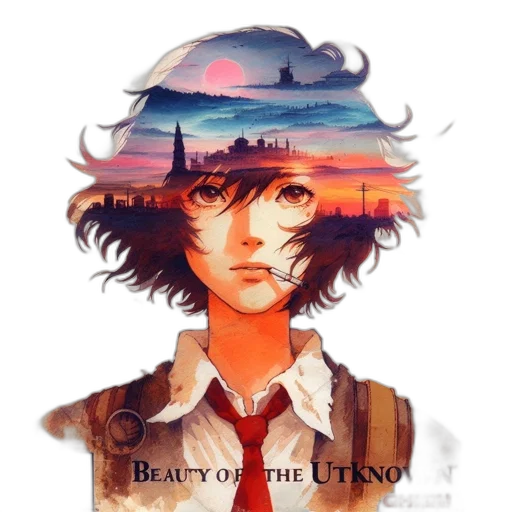 face, fantasy art, anime, watercolor transparent PNG cut-out