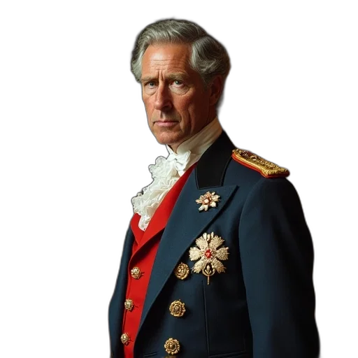 crown, staff, face, jacket transparent PNG cut-out