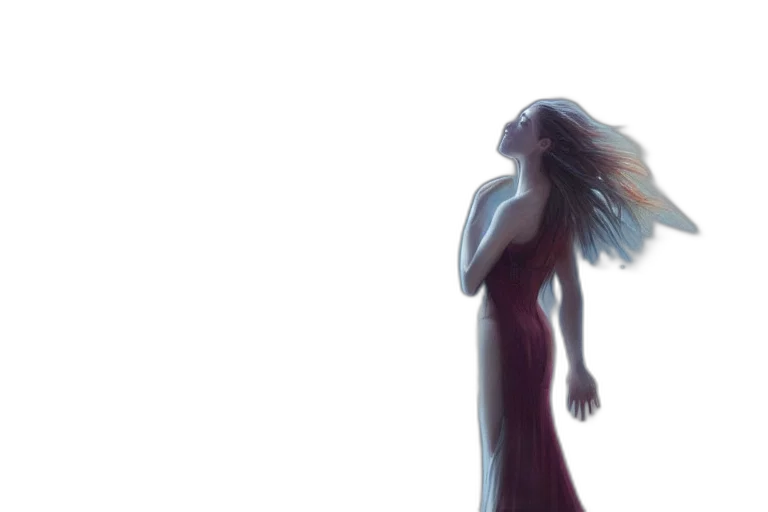 dress, hair, creature, concept art transparent PNG cut-out