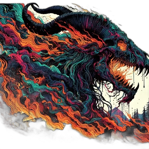 dragon, mask, hair, creature transparent PNG cut-out