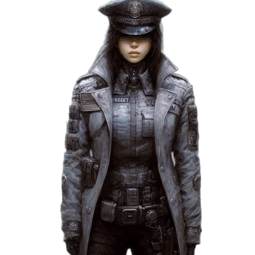jacket, hat, robot, concept art transparent PNG cut-out
