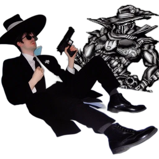 robot, weapon, staff, jacket transparent PNG cut-out