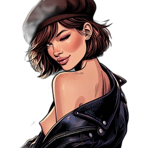 hat, jacket, comic book art, cartoon transparent PNG cut-out