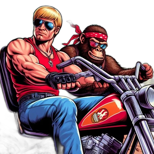 comic book art, concept art, cartoon, two transparent PNG cut-out