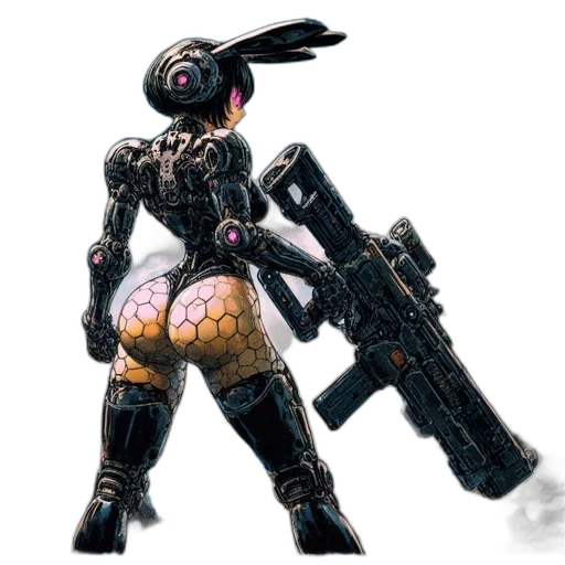 robot, weapon, concept art, cyberpunk transparent PNG cut-out