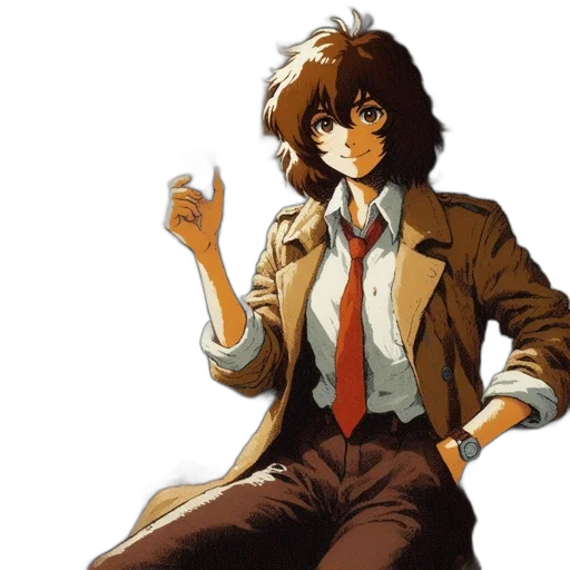 jacket, staff, anime, concept art transparent PNG cut-out