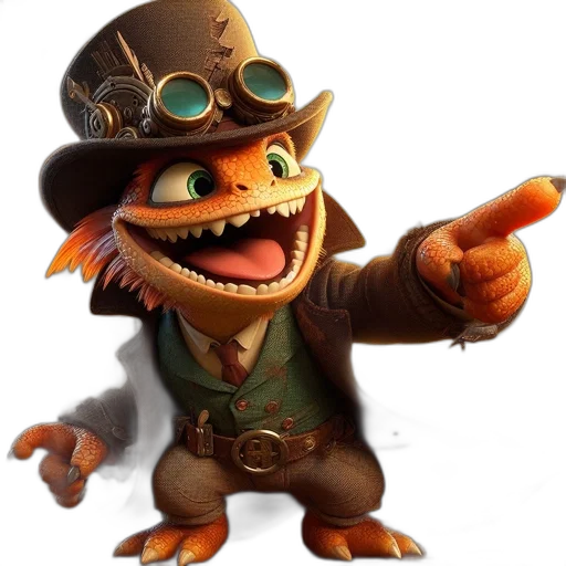 staff, hat, animal, dragon transparent PNG cut-out