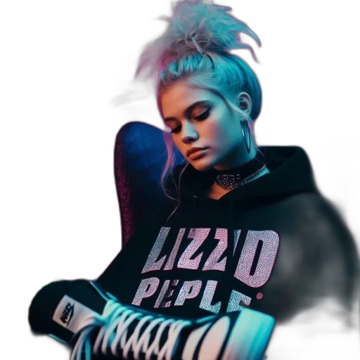 jacket, hair, cyberpunk, photorealistic transparent PNG cut-out