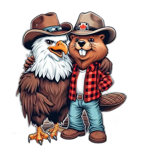 cartoon, two, personified, animals transparent PNG cut-out