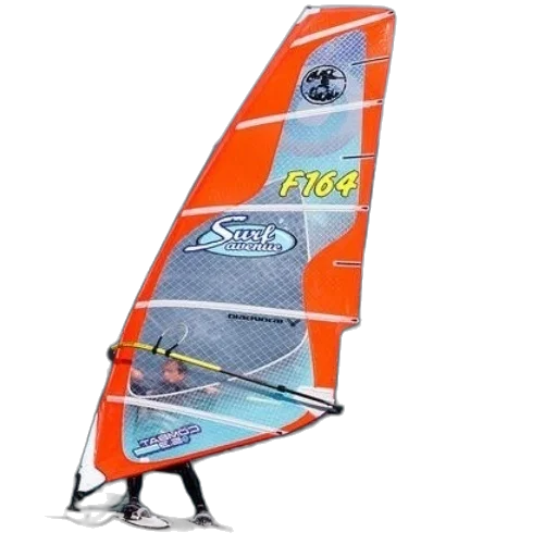 windsurfer, orange, sail, reads transparent PNG cut-out