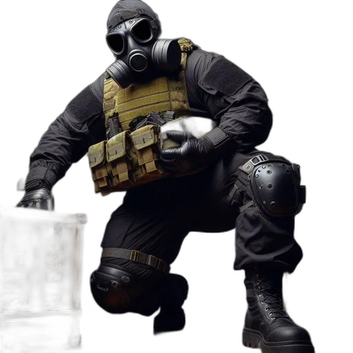 mask, weapon, jacket, robot transparent PNG cut-out
