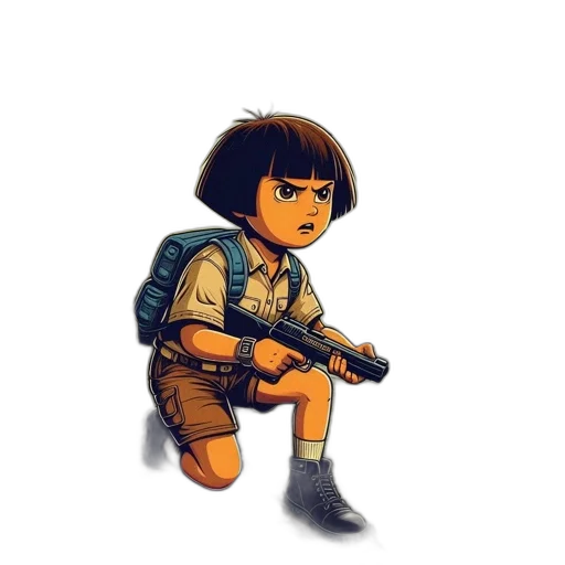 weapon, jacket, staff, robot transparent PNG cut-out