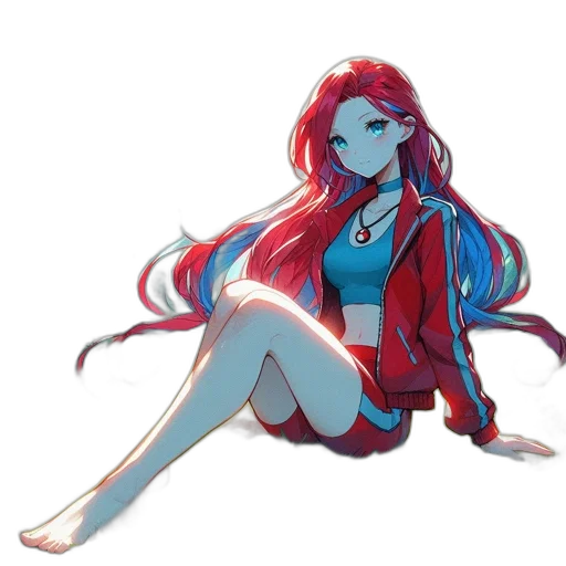 dress, creature, jacket, hair transparent PNG cut-out