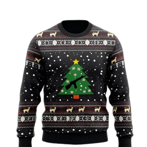 ar15, christmas, sweater, gun transparent PNG cut-out