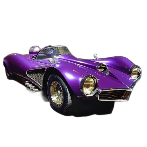 car, 3d render, vintage, purple transparent PNG cut-out