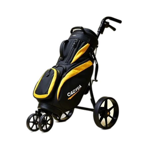 black, yellow, golf, trolley transparent PNG cut-out