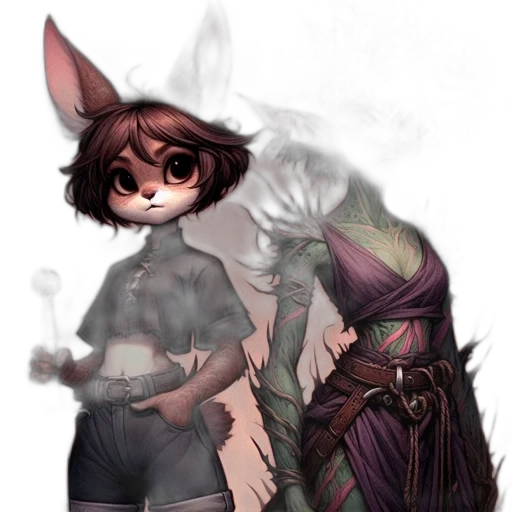 mask, dress, staff, creature transparent PNG cut-out