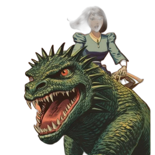 dragon, creature, staff, sword transparent PNG cut-out