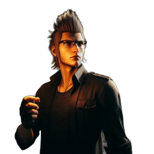 jacket, staff, hair, face transparent PNG cut-out