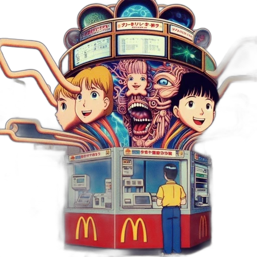 robot, food, cyberpunk, vaporwave transparent PNG cut-out