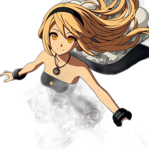 dress, staff, hair, weapon transparent PNG cut-out