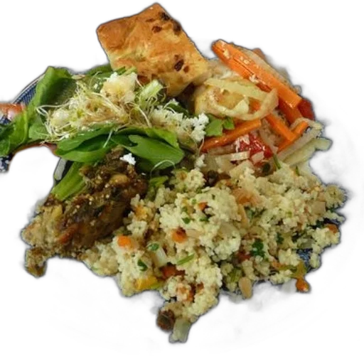 food, plate, rice, vegetables transparent PNG cut-out