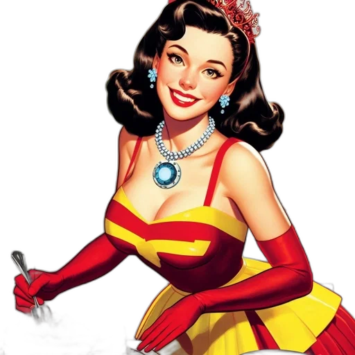 dress, jewelry, crown, staff transparent PNG cut-out
