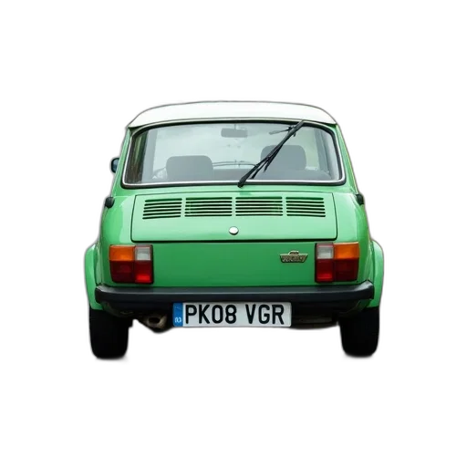 car, small, green, parked transparent PNG cut-out