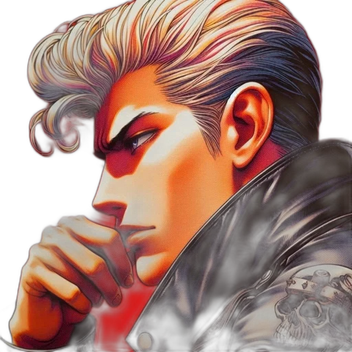 jacket, face, hair, comic book art transparent PNG cut-out