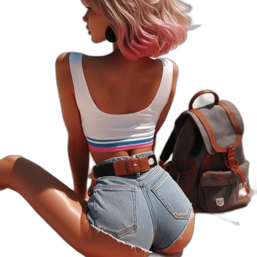 jacket, hair, 3d render, concept art transparent PNG cut-out