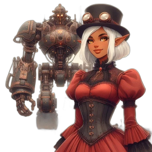robot, weapon, staff, dress transparent PNG cut-out