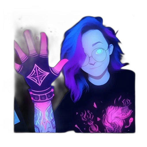 staff, vaporwave, cyberpunk, fantasy art transparent PNG cut-out
