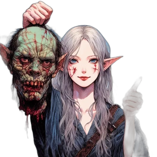 mask, face, staff, fantasy art transparent PNG cut-out