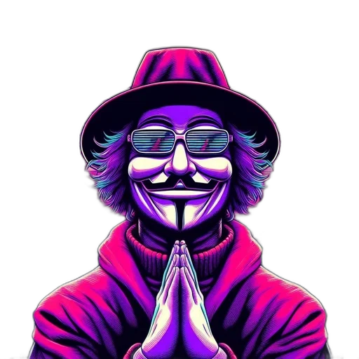 mask, face, jacket, vaporwave transparent PNG cut-out