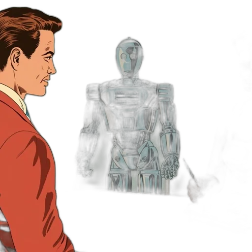 robot, jacket, comic book art, concept art transparent PNG cut-out