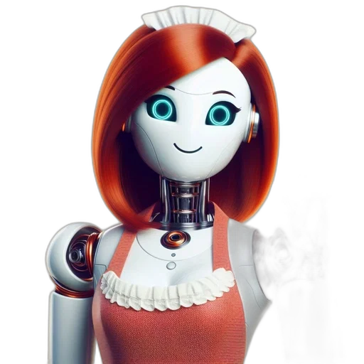 robot, dress, staff, 3d render transparent PNG cut-out