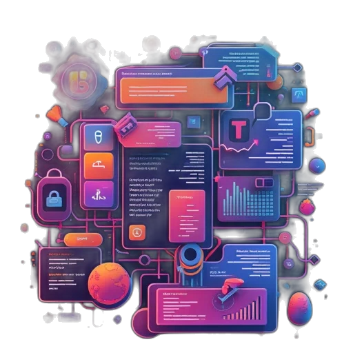 concept art, cyberpunk, colorful, neon transparent PNG cut-out
