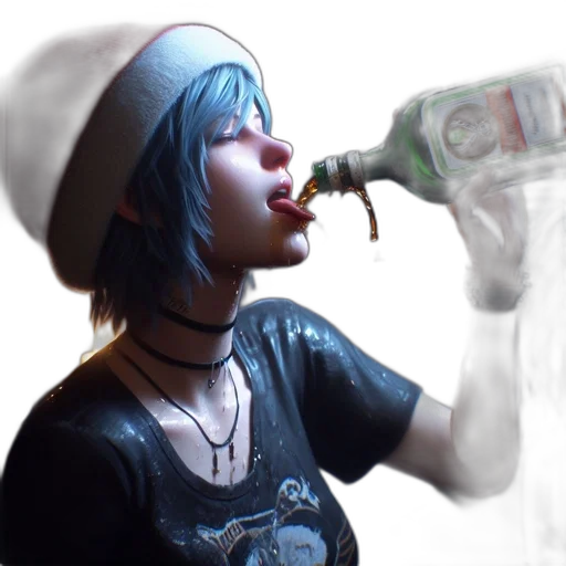 bottle, face, concept art, photorealistic transparent PNG cut-out