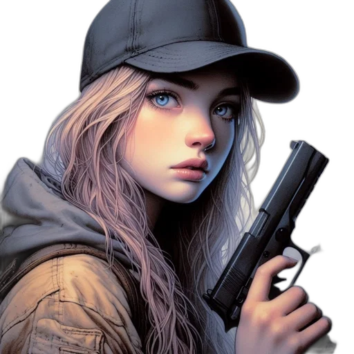 weapon, jacket, hat, face transparent PNG cut-out