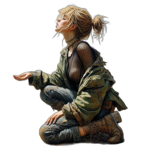 jacket, face, photorealistic, oil painting transparent PNG cut-out