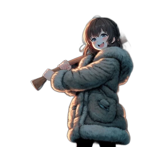 jacket, weapon, staff, face transparent PNG cut-out