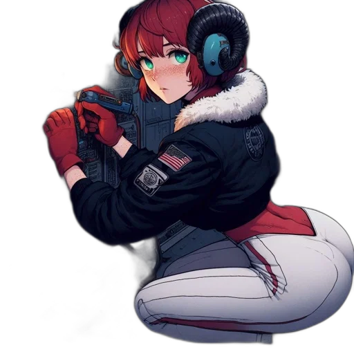 jacket, robot, staff, weapon transparent PNG cut-out