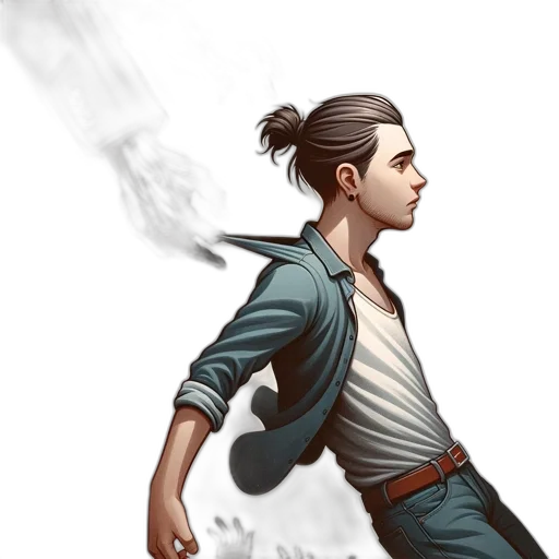 jacket, staff, concept art, fantasy art transparent PNG cut-out