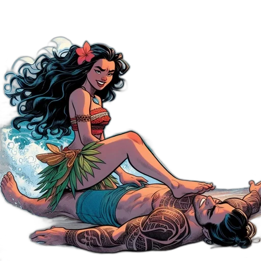 comic book art, concept art, fantasy art, underwater transparent PNG cut-out